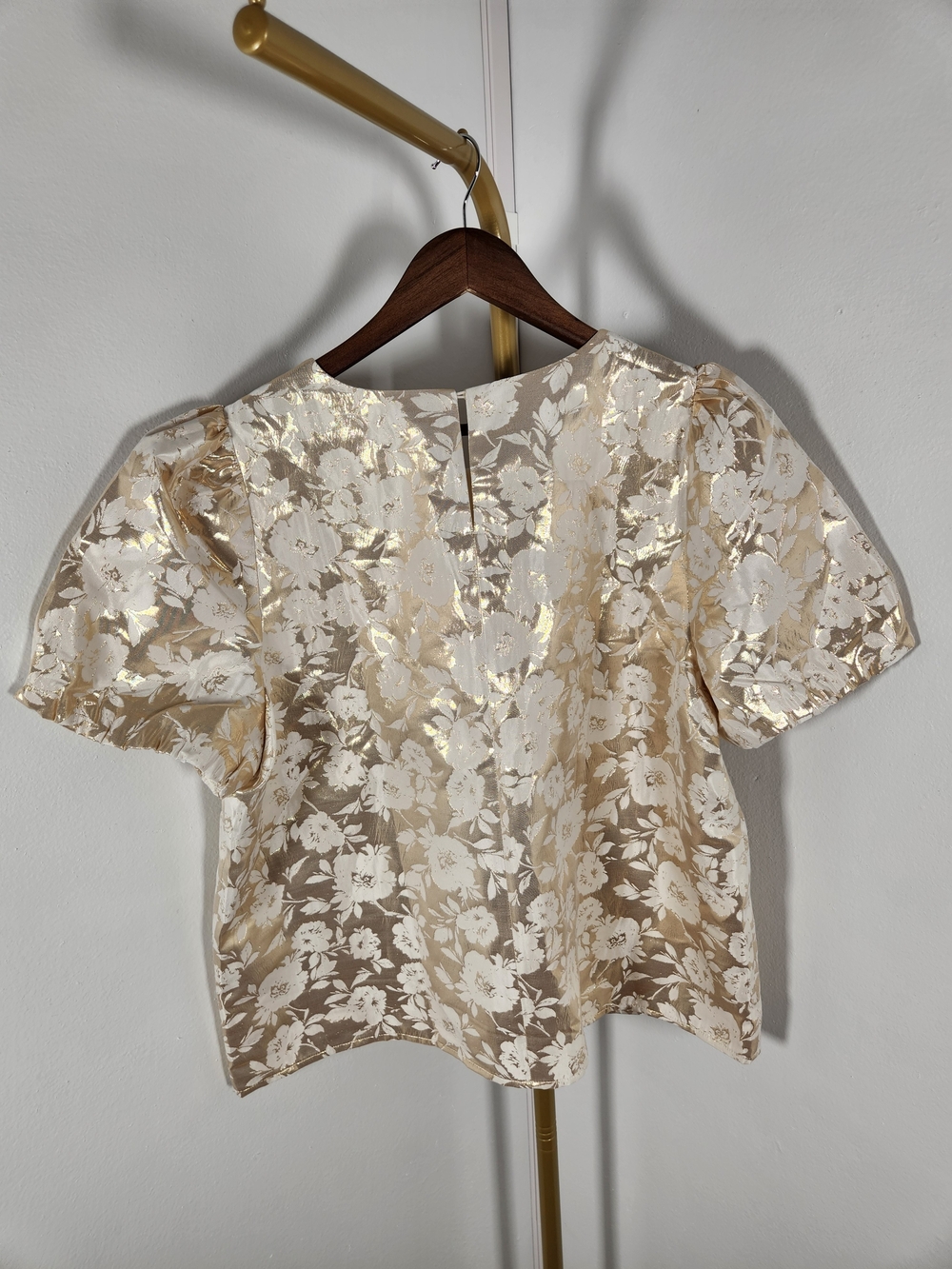 J. Crew Gold and Cream Floral Short-Sleeve Blouse - Picture 6 of 6